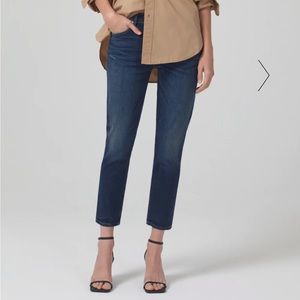 Size 24 Citizens of Humanity Elsa Slim Mid Rise Crop Jeans Dark Wash